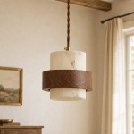 Sienna Wabi Sabi Wood and Stone Layered Pendant Light