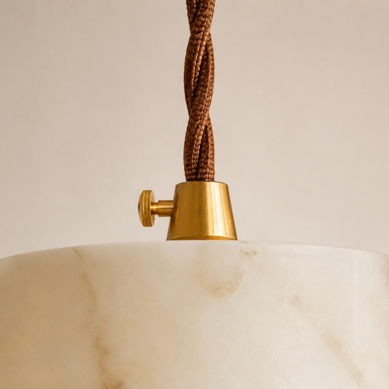 Sienna Wabi Sabi Wood and Stone Layered Pendant Light