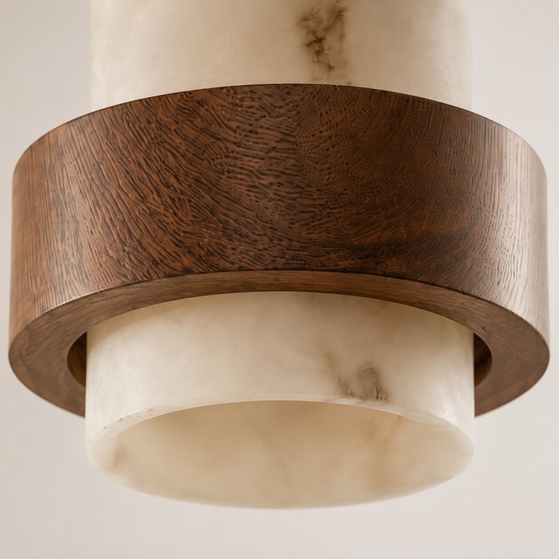 Sienna Wabi Sabi Wood and Stone Layered Pendant Light