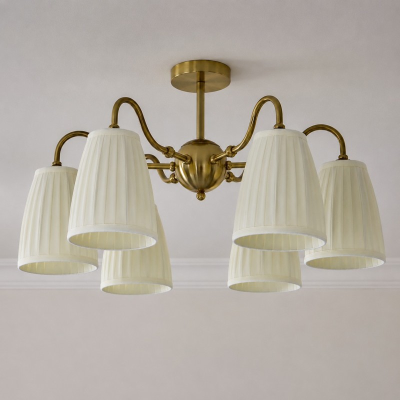 Cadmus Gold Textile Lamp Shade Semi Flush Mount Lighting