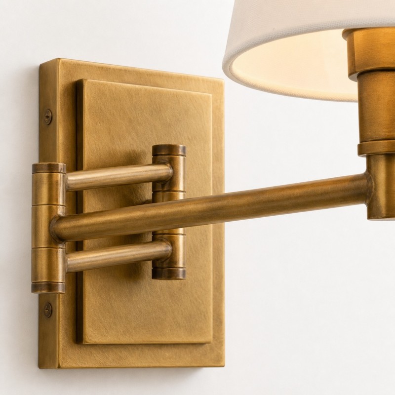 Lutyens Wabi-sabi Iron Swing Arm Fabric Wall Light