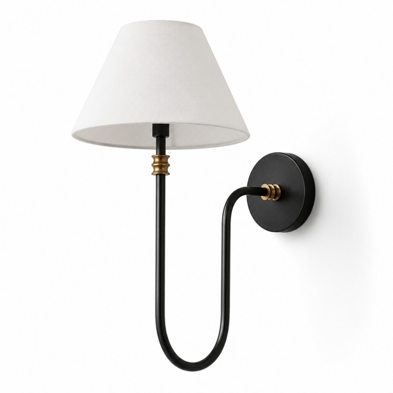 Wren Retro White Fabric Swan Neck Sconce