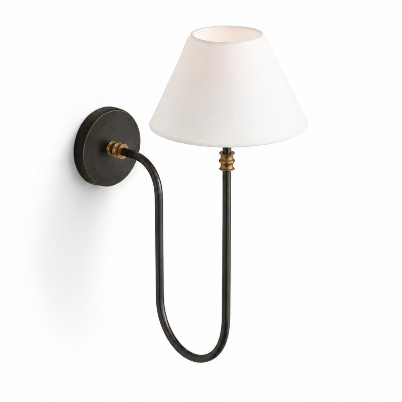 Wren Retro White Fabric Swan Neck Sconce