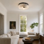 Sylan Farmhouse Round Ribbed Glass Flush Mount Ceiling Light