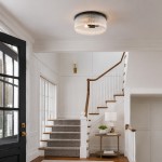 Sylan Farmhouse Round Ribbed Glass Flush Mount Ceiling Light