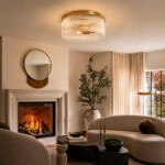 Sylan Farmhouse Round Ribbed Glass Flush Mount Ceiling Light