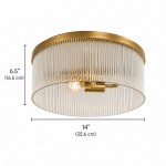 Sylan Farmhouse Round Ribbed Glass Flush Mount Ceiling Light