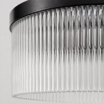 Sylan Farmhouse Round Ribbed Glass Flush Mount Ceiling Light