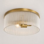 Sylan Farmhouse Round Ribbed Glass Flush Mount Ceiling Light