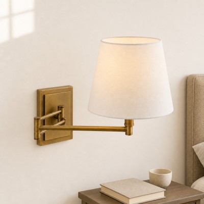 Lutyens Wabi-sabi Iron Swing Arm Fabric Wall Light