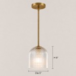 Alain Farmhouse Cooper Ribbed Glass Pendant Light