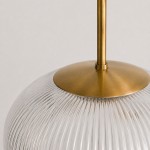 Alain Farmhouse Cooper Ribbed Glass Pendant Light