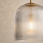 Alain Farmhouse Cooper Ribbed Glass Pendant Light