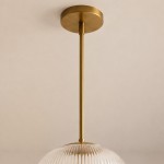 Alain Farmhouse Cooper Ribbed Glass Pendant Light