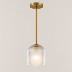 Alain Farmhouse Cooper Ribbed Glass Pendant Light