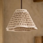 Nolan Farmhouse Vintage Floral Pleated Fabric Cone Pendant Light