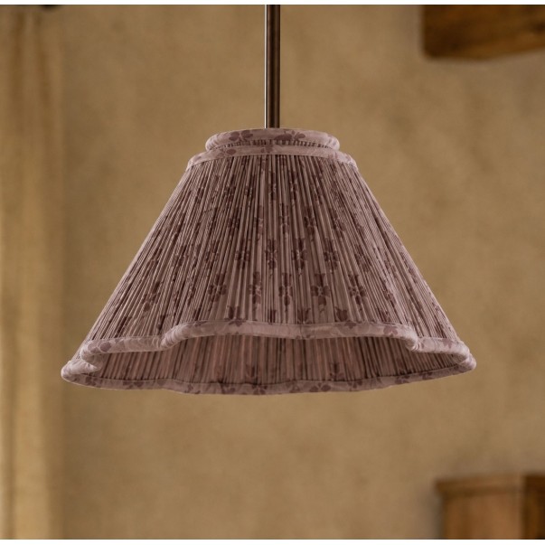 Nolan Farmhouse Vintage Floral Pleated Fabric Cone Pendant Light