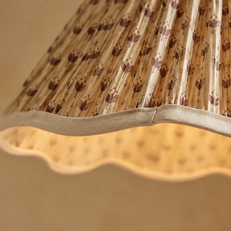 Nolan Farmhouse Vintage Floral Pleated Fabric Cone Pendant Light