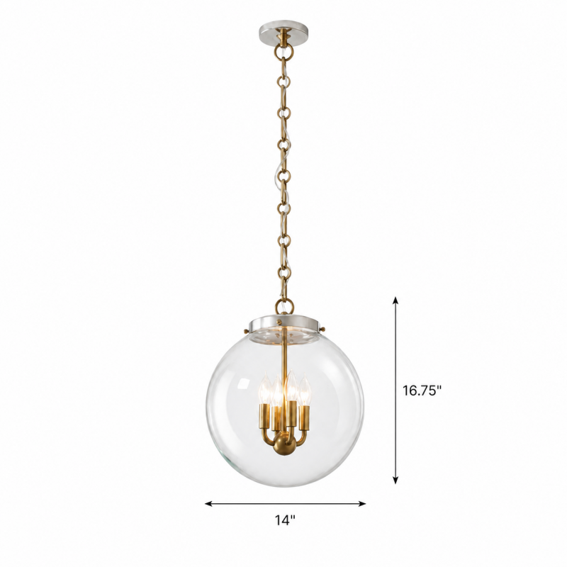 Oona Farmhouse Gold Glass Globe Pendant Light