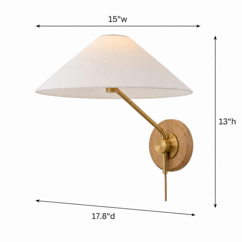 Ulyxor Ash Wood Base Ivory Paper Shade Wall Sconce