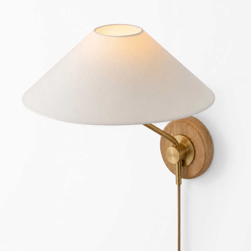 Ulyxor Ash Wood Base Ivory Paper Shade Wall Sconce