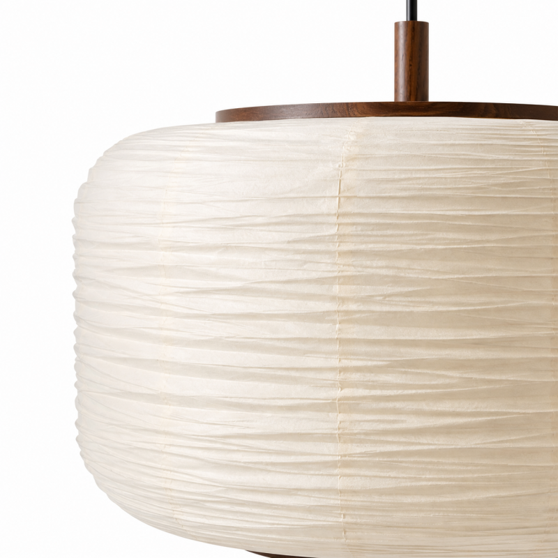 Drath Wabi Sabi Ribbed Paper Lantern Pendant Light