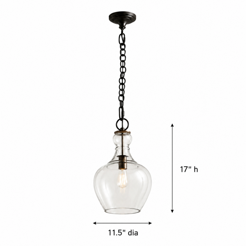 Yates Industrial Clear Glass Pendant Light