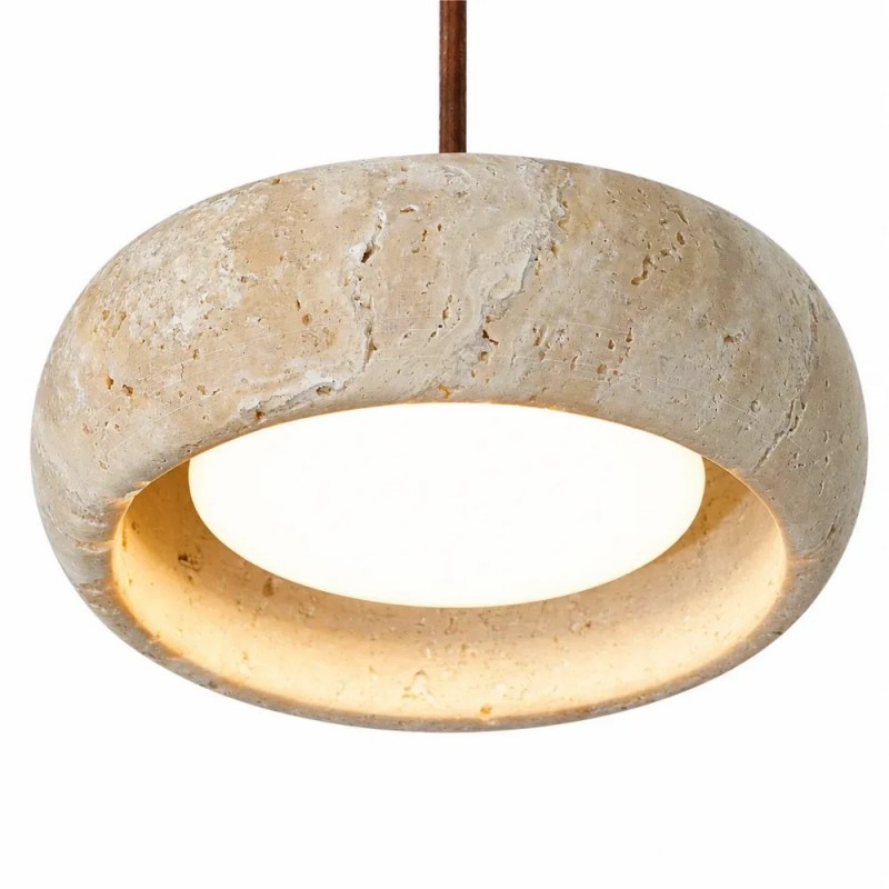 Veloria Scandinavian Travertine Round Pendant Light