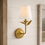 Huxley Rustic Antique Brass Botanical Forged Iron Sconce