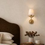 Huxley Rustic Antique Brass Botanical Forged Iron Sconce