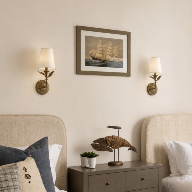 Huxley Rustic Antique Brass Botanical Forged Iron Sconce