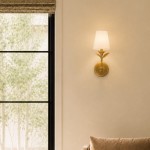 Huxley Rustic Antique Brass Botanical Forged Iron Sconce