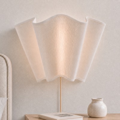 Charlotte Farmhouse Ivory Linen Scalloped Sconce