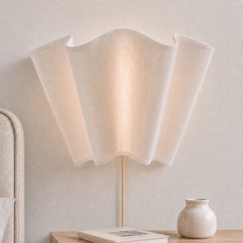 Charlotte Farmhouse Ivory Linen Scalloped Sconce