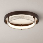 Jayce Organic Wood & Travertine Layered Round Ceiling Light