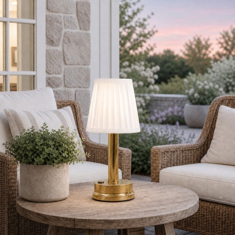 Mariana Cordless Battery Operated Pleated Shade Table Lamp