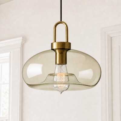 Vylith Brass Cognac Glass Single Hanging Lamp
