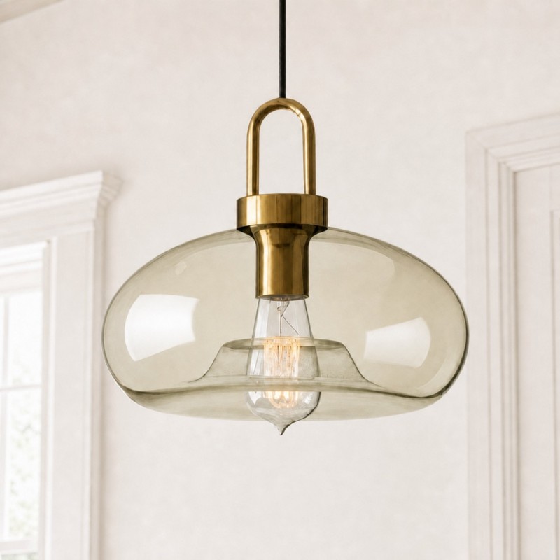 Vylith Brass Cognac Glass Single Hanging Lamp