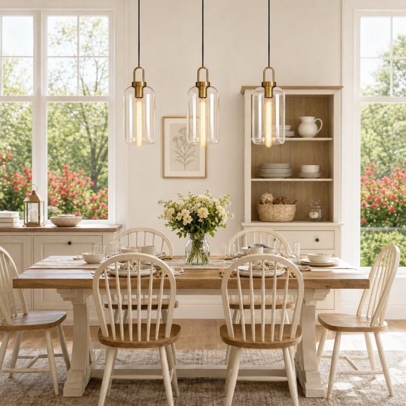 Vylith Brass Cognac Glass Single Hanging Lamp