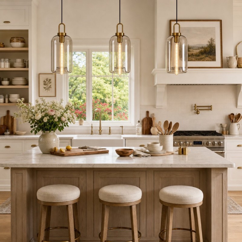 Vylith Brass Cognac Glass Single Hanging Lamp