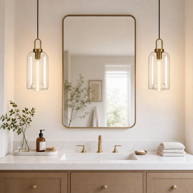 Vylith Brass Cognac Glass Single Hanging Lamp