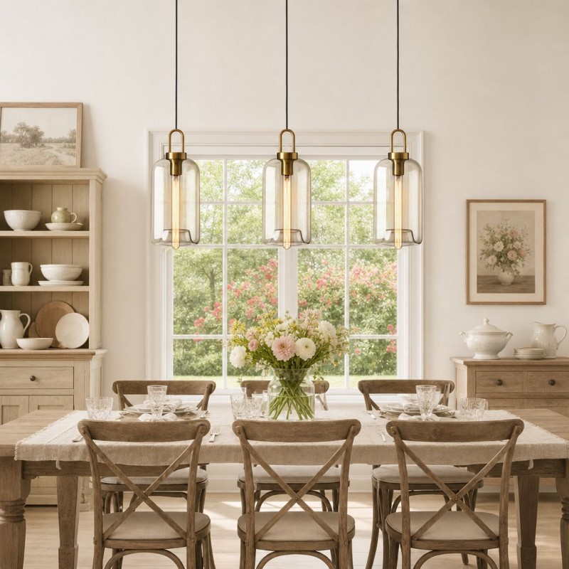 Vylith Brass Cognac Glass Single Hanging Lamp