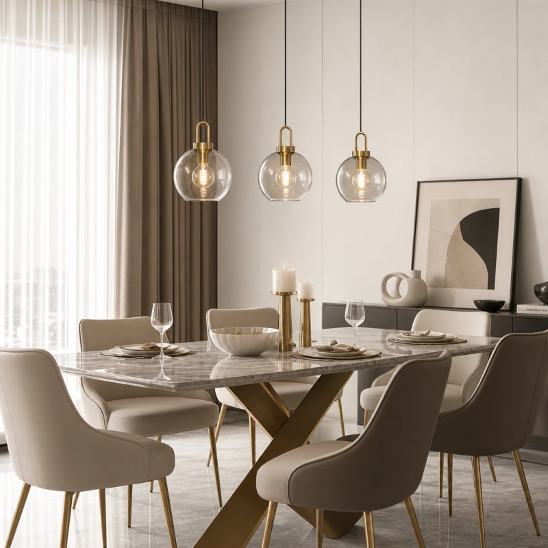 Vylith Brass Cognac Glass Single Hanging Lamp