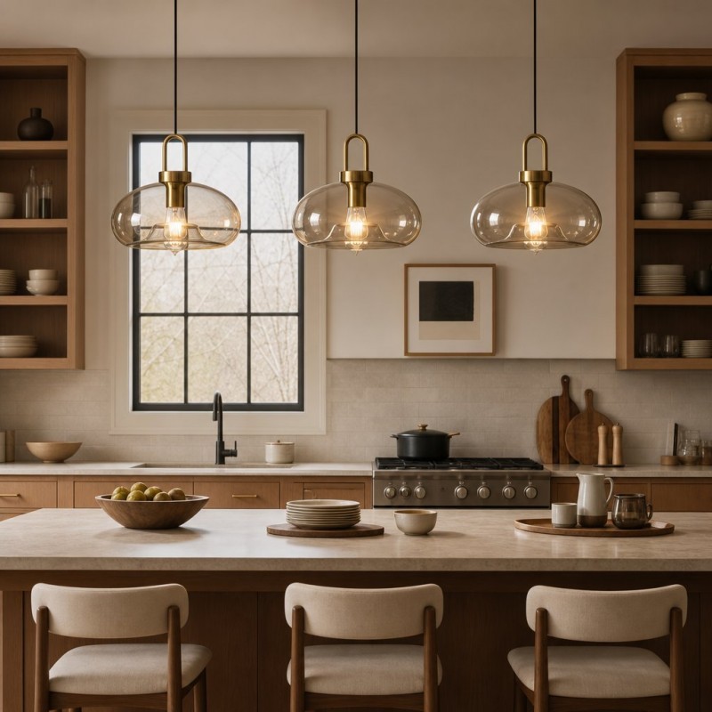 Vylith Brass Cognac Glass Single Hanging Lamp