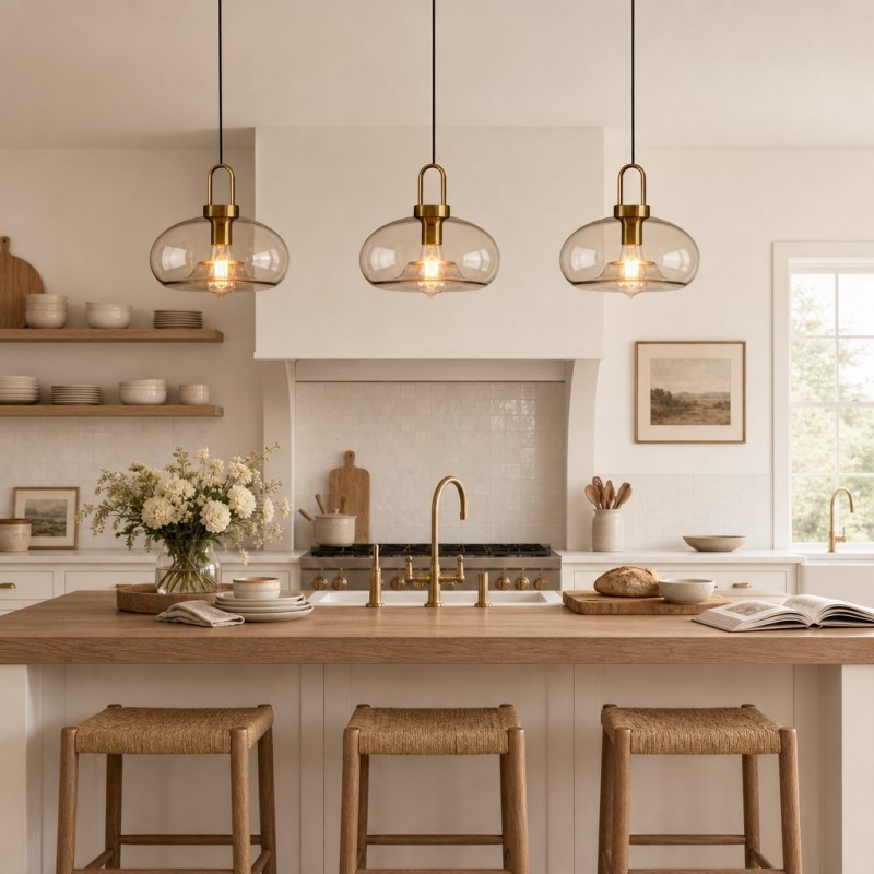Vylith Brass Cognac Glass Single Hanging Lamp
