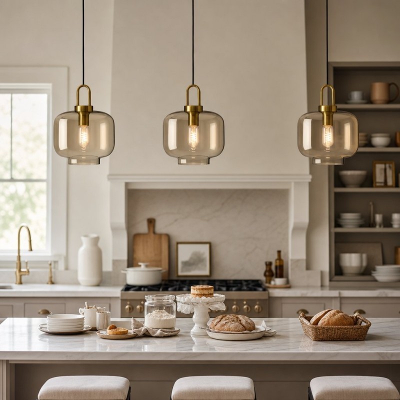 Vylith Brass Cognac Glass Single Hanging Lamp