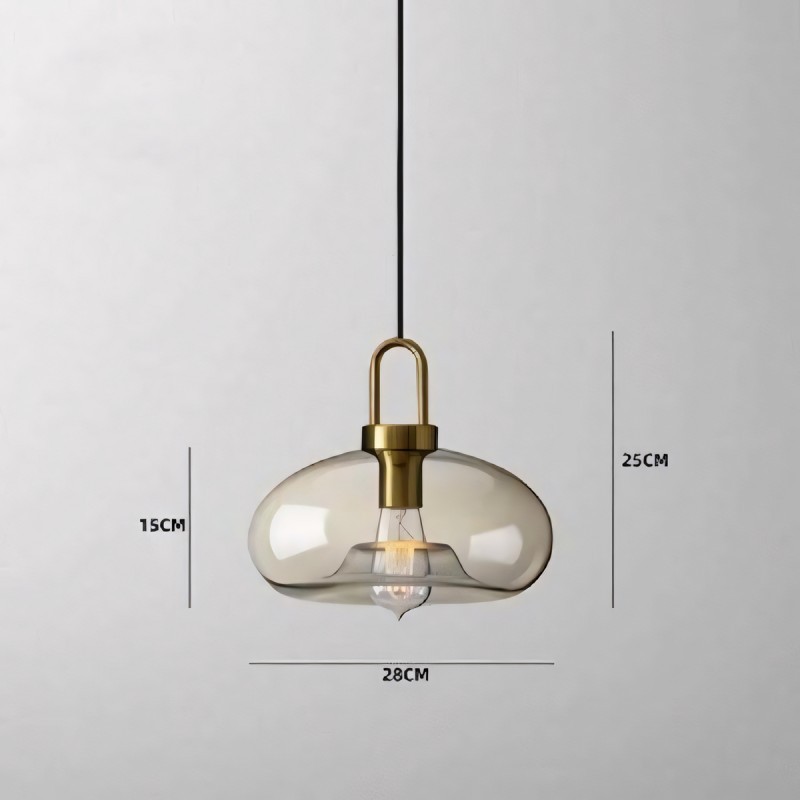 Vylith Brass Cognac Glass Single Hanging Lamp