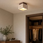Stella Wabi Sabi Square Travertine Wood Mount Ceiling Light