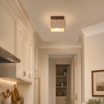 Stella Wabi Sabi Square Travertine Wood Mount Ceiling Light