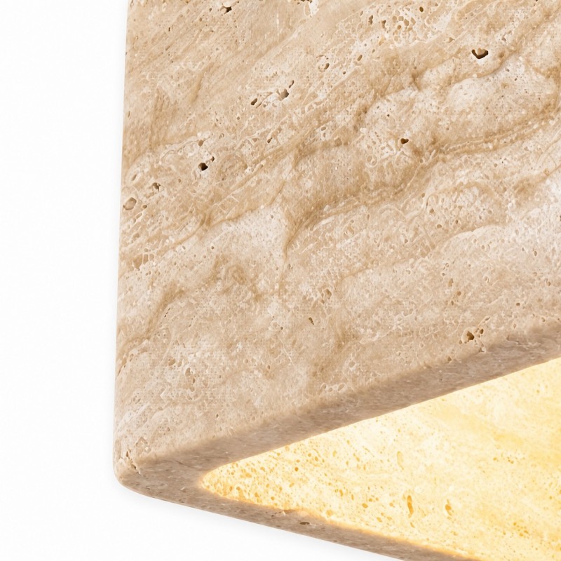 Stella Wabi Sabi Square Travertine Wood Mount Ceiling Light